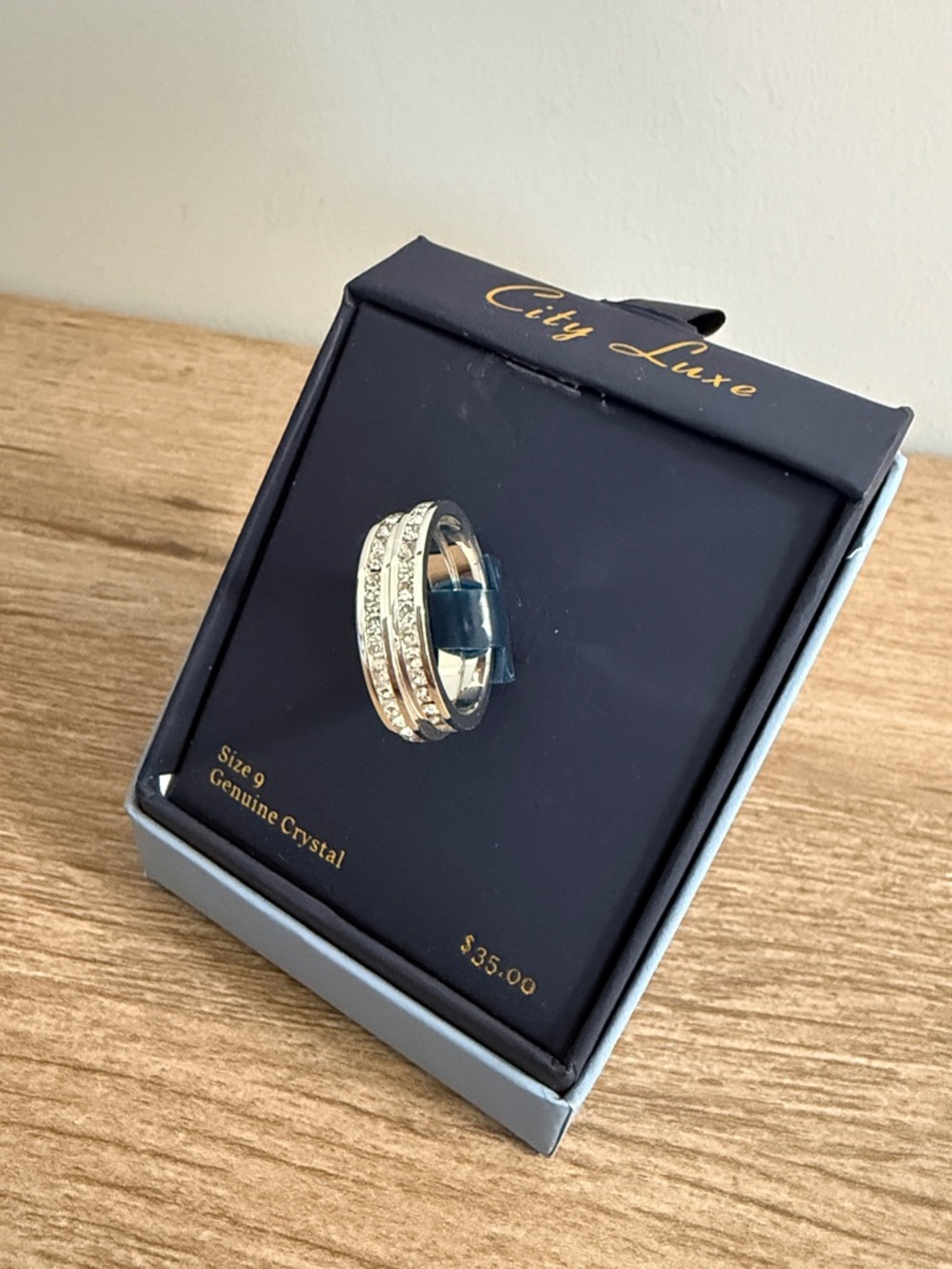 Silver & Crystal Stackable Ring - Size 9, NWT